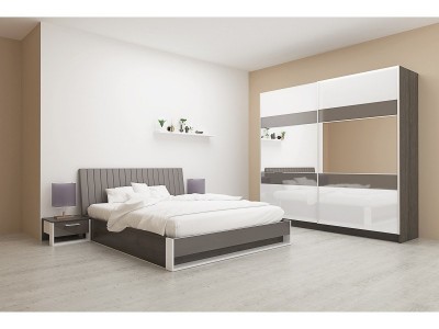 Σετ κρεβατοκάμαρας Monza ( κρεμόνα/λευκό στιλπνό)